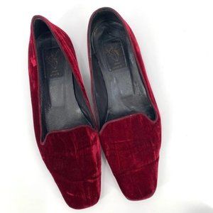 Vintage Crushed Velvet Loafers Slip On Shoe 38